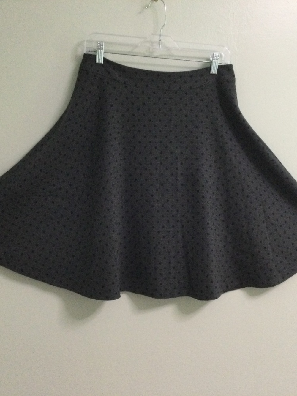 Boden Lined Grey with Black Polka Dots Wool Swirl Skirt